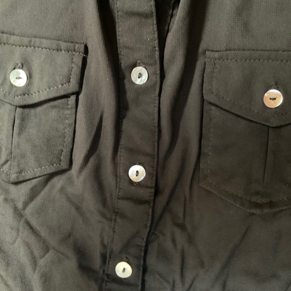 Black see thru blouse. Button up. Size large. - Picture 2 of 10